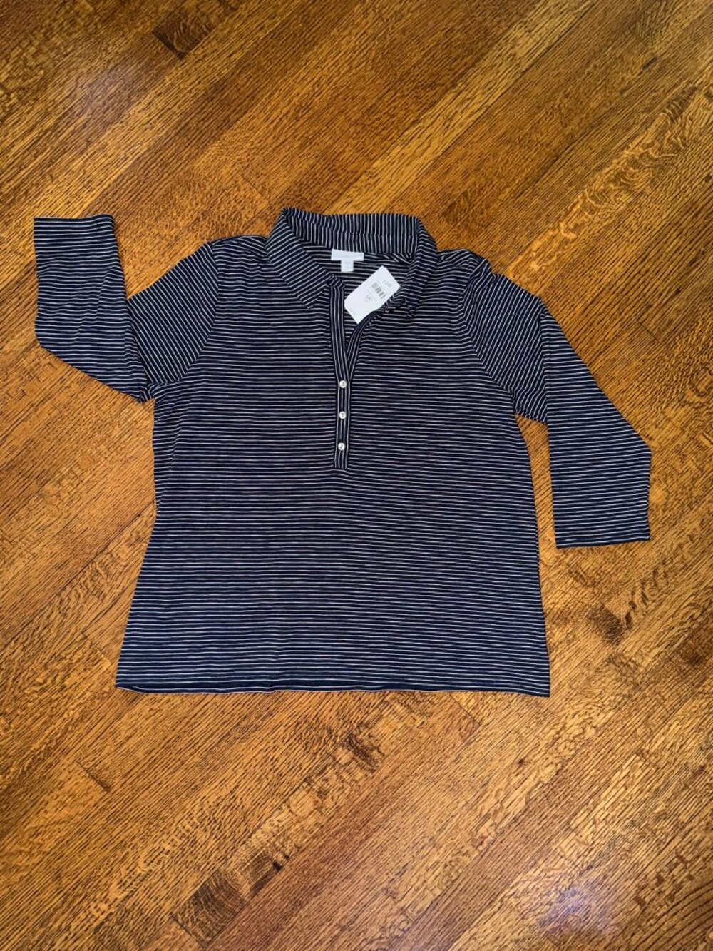 NWT J. Jill Striped Henley Polo Knit Shirt